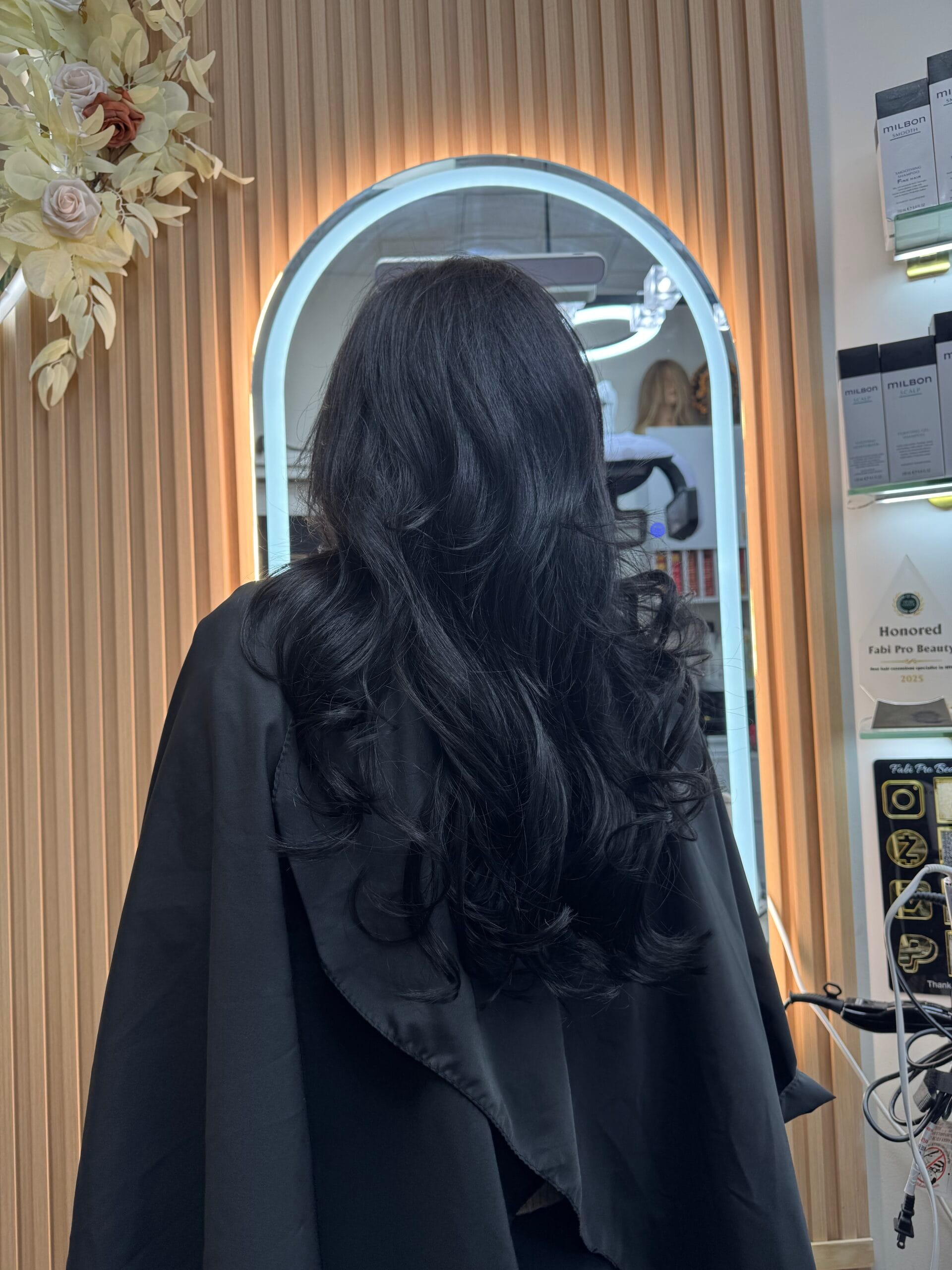 K-tip hair extensions, layered cut